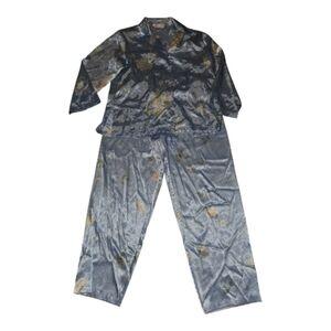 Oscar De La Renta Blue Floral Pajamas Size L